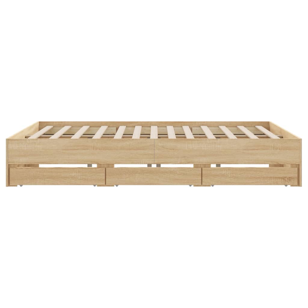 Sonoma Oak Super King Bed Frame 180x200 cm with Drawers