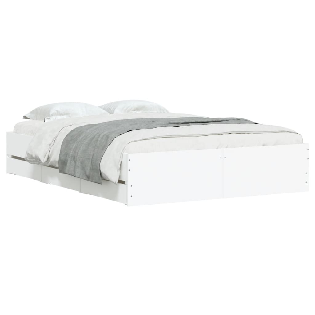 Bed Frame with Drawers without Mattress White 120x200 cm