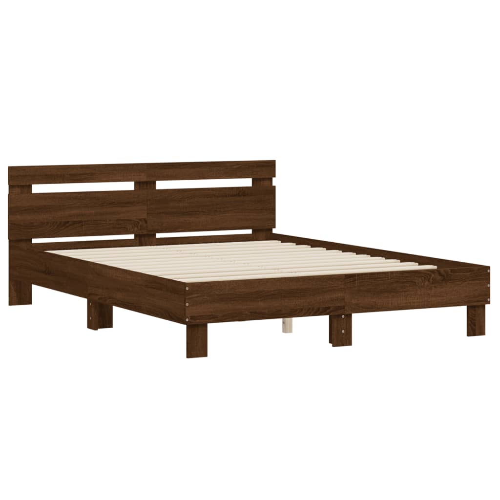 Oak Brown 140x190 cm Bed Frame – Sturdy Wood Design (No Mattress)