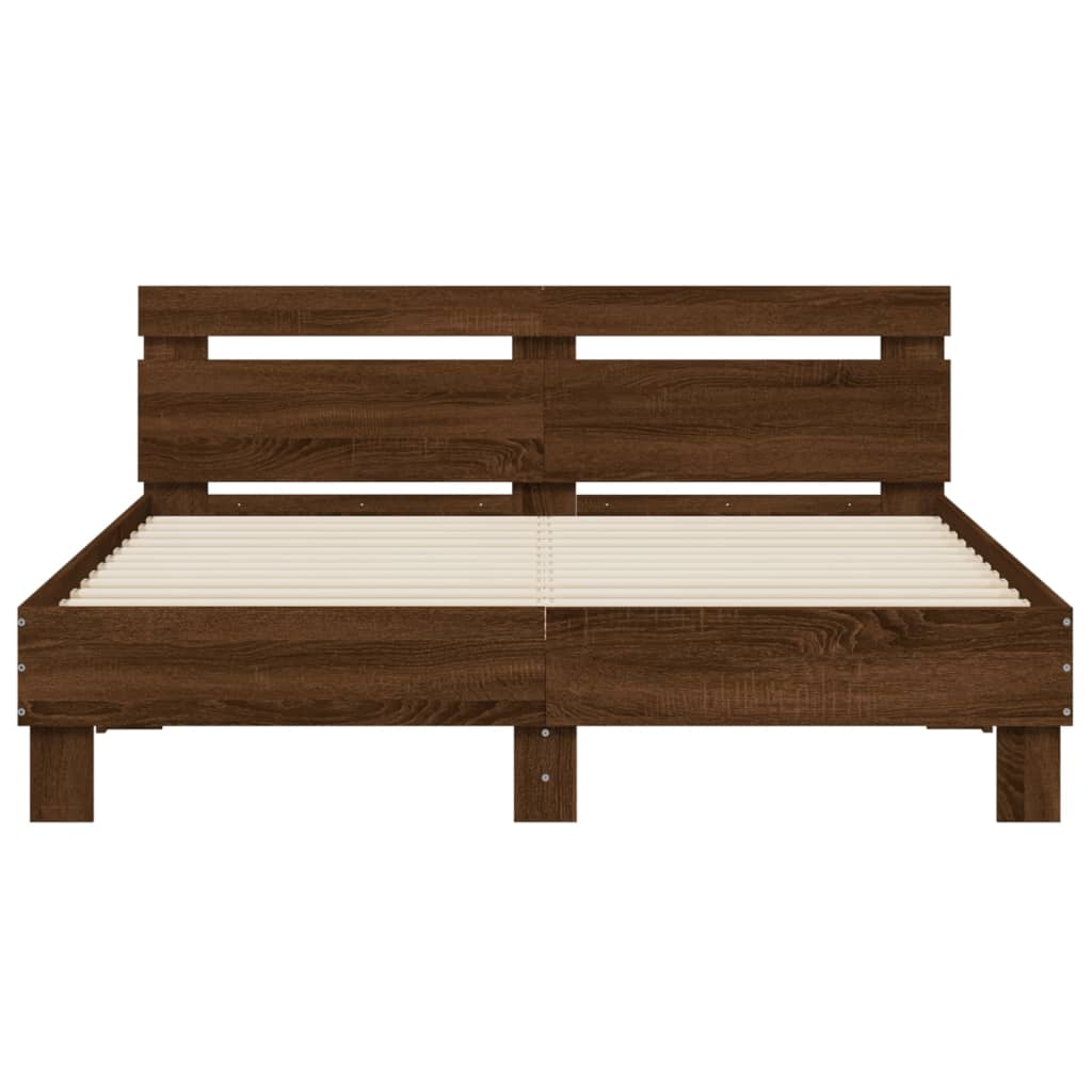 Oak Brown 140x190 cm Bed Frame – Sturdy Wood Design (No Mattress)