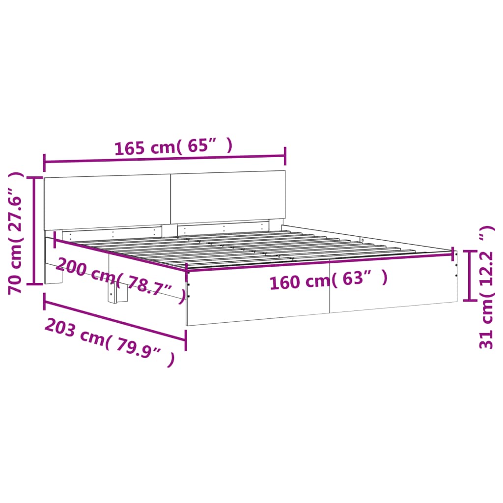 Bed Frame without Mattress Concrete Grey 160x200 cm