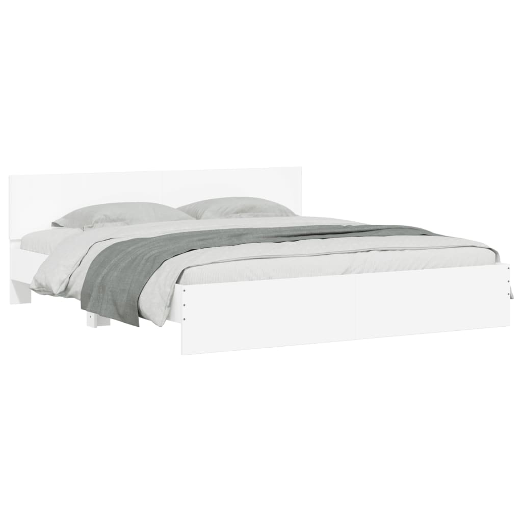 Bed Frame with LED without Mattress White 180x200 cm Super King