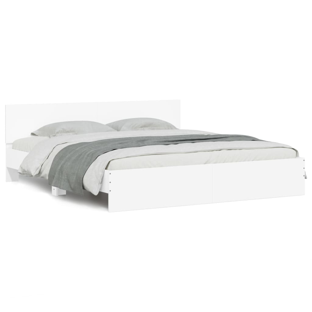 Bed Frame with LED without Mattress White 180x200 cm Super King