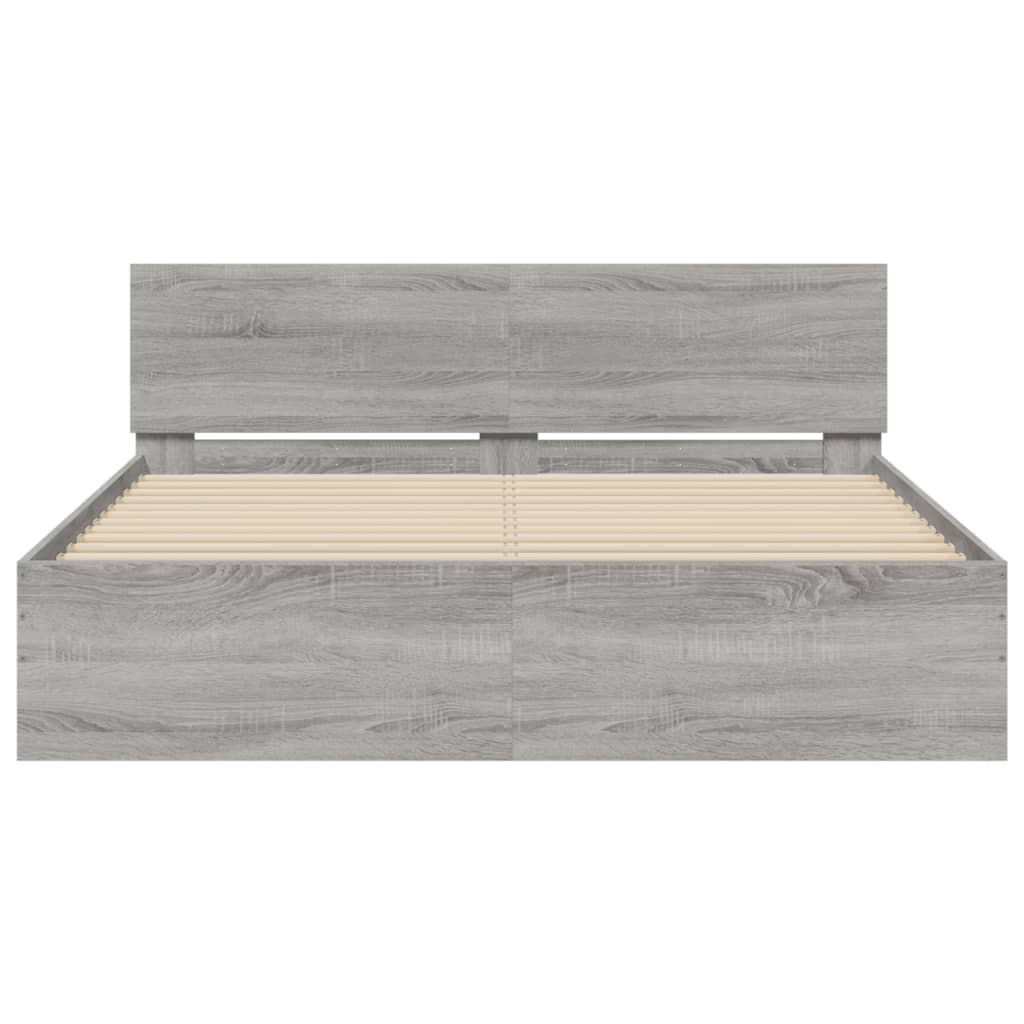 Bed Frame with LED without Mattress Grey Sonoma 160x200 cm