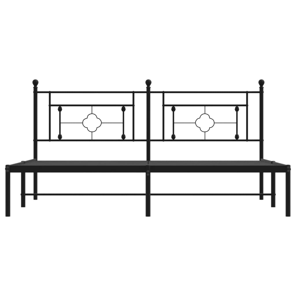 Metal Bed Frame without Mattress with Headboard Black 180x200cm