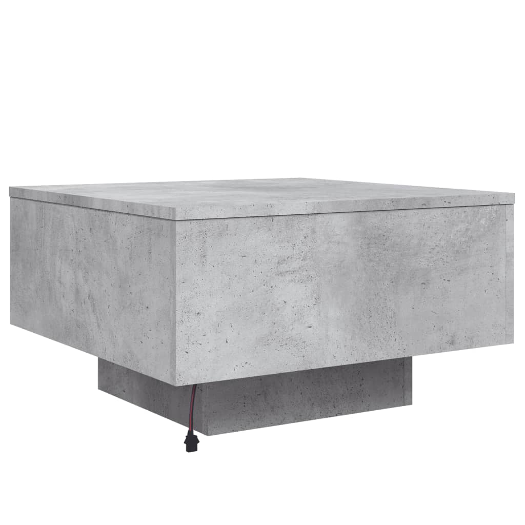 Coffee Table with LED Lights Concrete Grey 55x55x31 cm