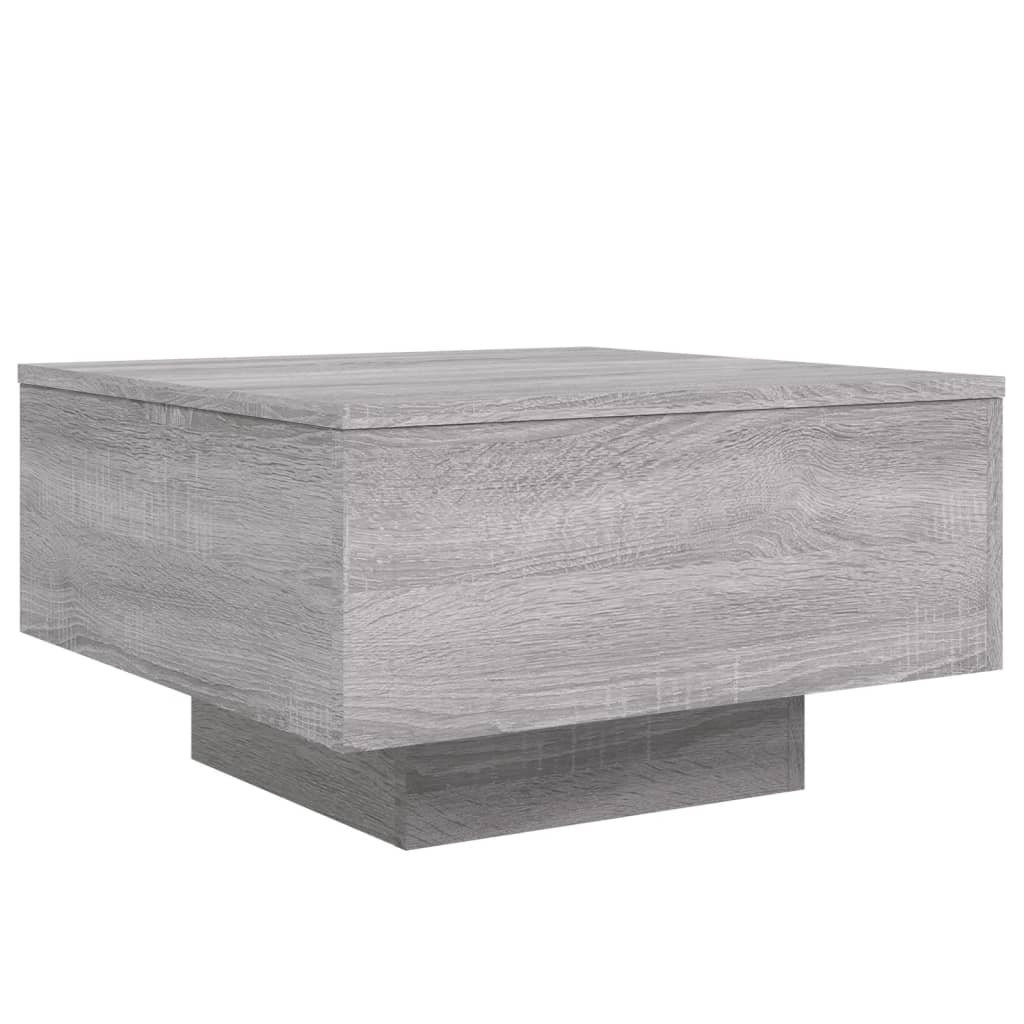 Coffee Table with LED Lights Grey Sonoma 55x55x31 cm