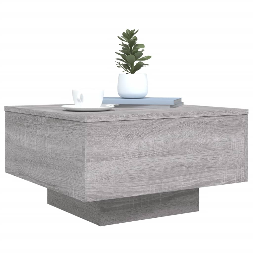 Coffee Table with LED Lights Grey Sonoma 55x55x31 cm
