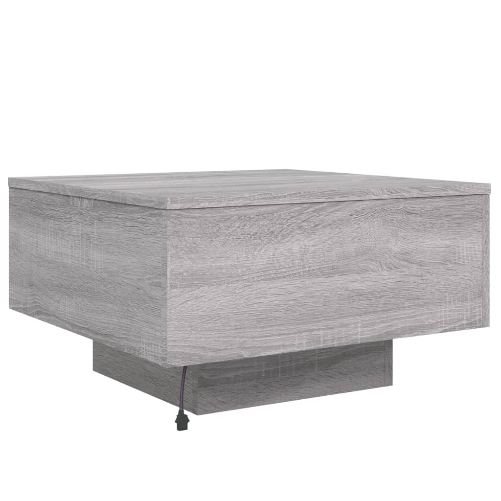Coffee Table with LED Lights Grey Sonoma 55x55x31 cm