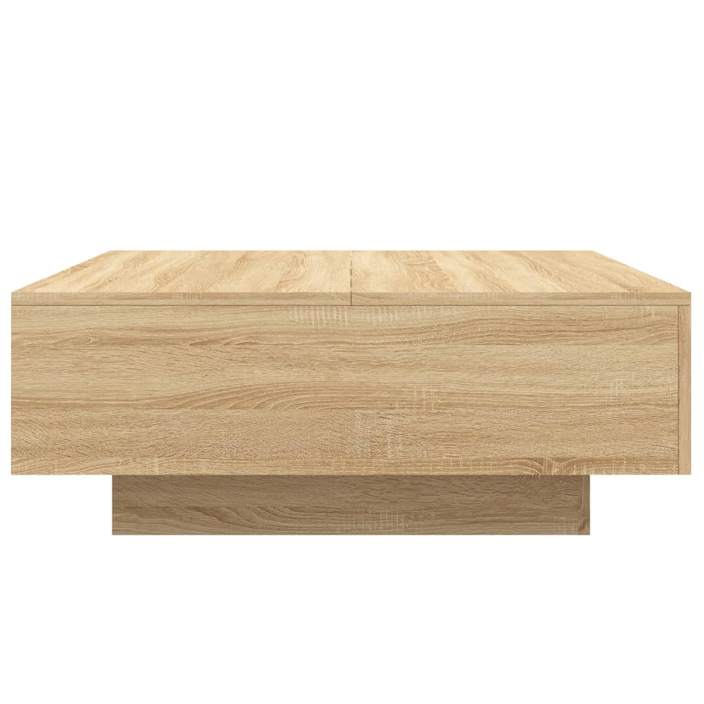 Coffee Table with LED Lights Sonoma Oak 80x80x31 cm