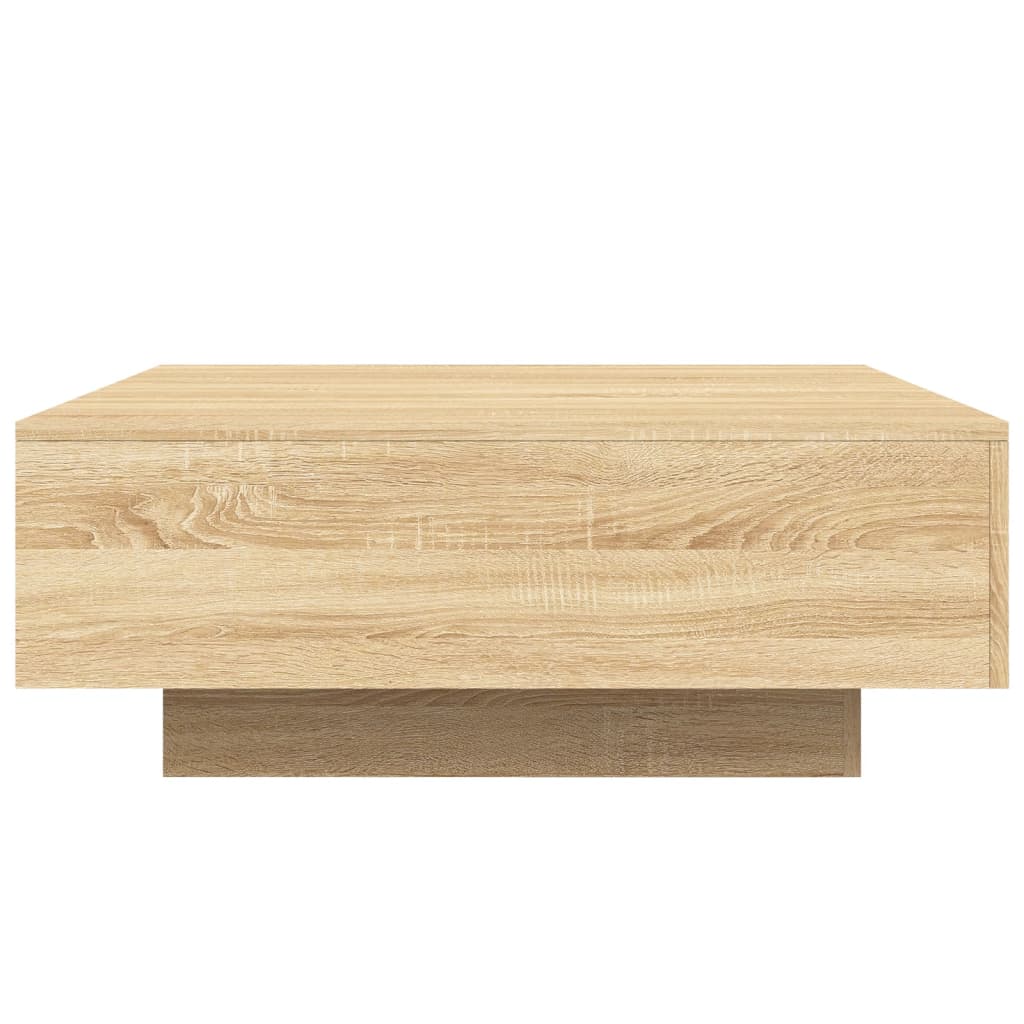 Coffee Table with LED Lights Sonoma Oak 80x80x31 cm