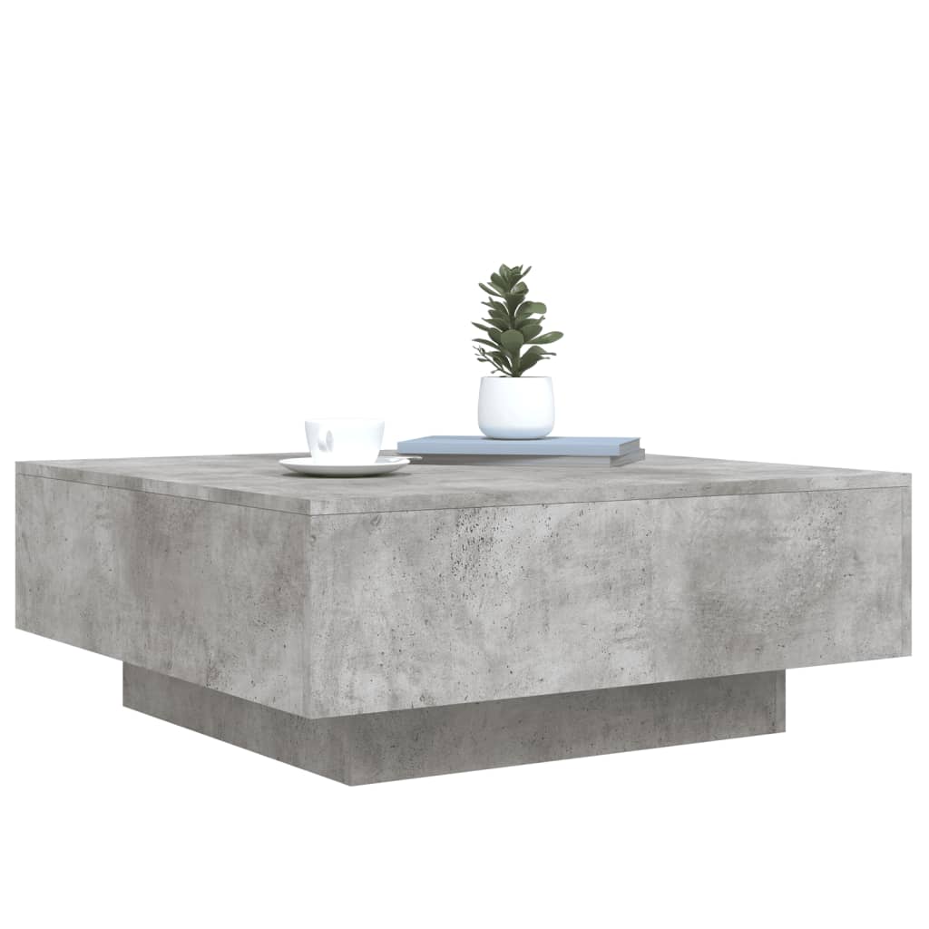 Coffee Table with LED Lights Concrete Grey 80x80x31 cm