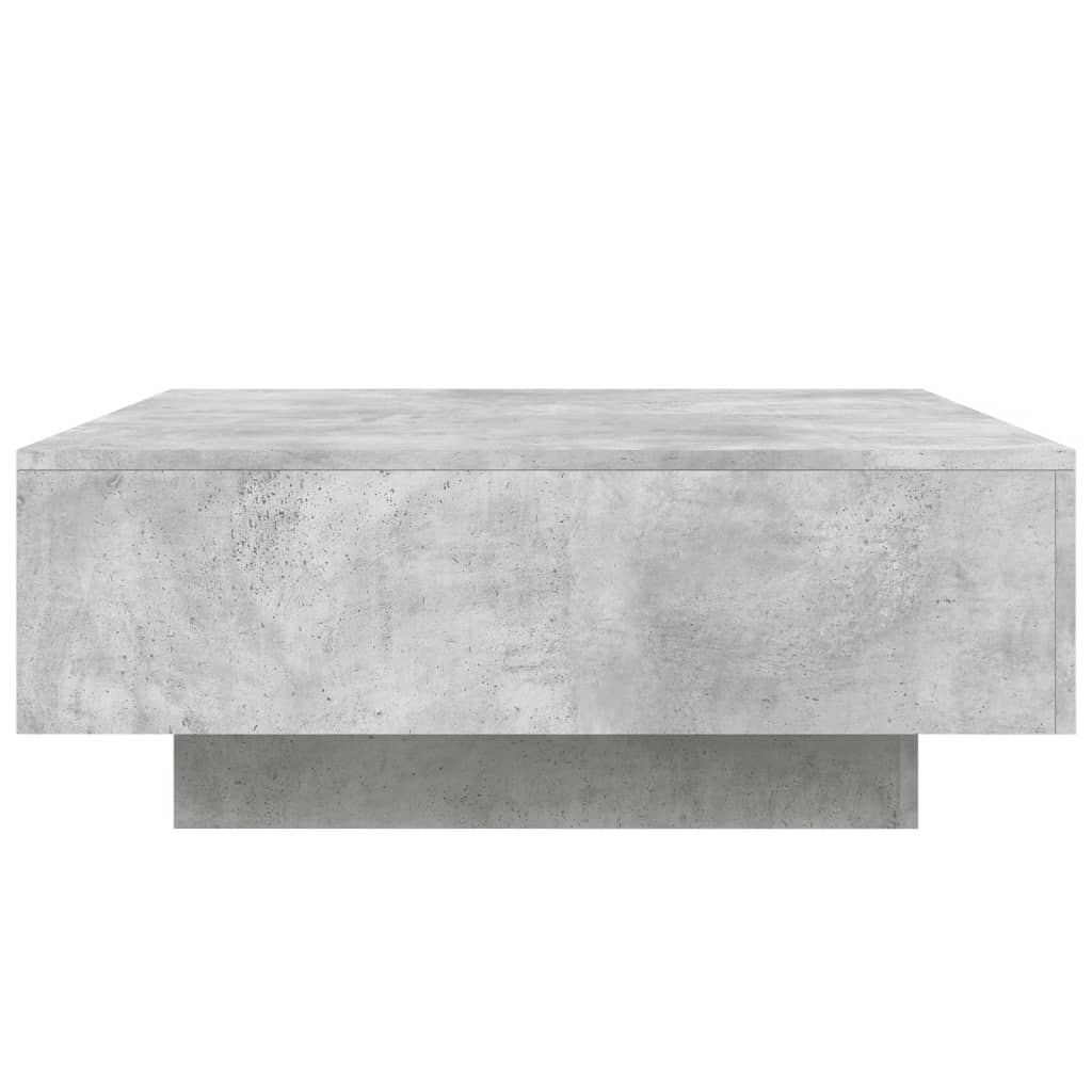 Coffee Table with LED Lights Concrete Grey 80x80x31 cm