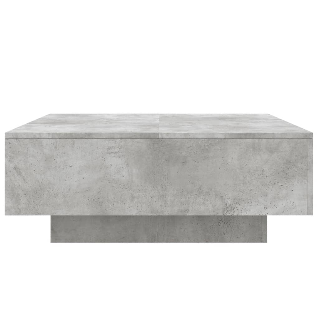 Coffee Table with LED Lights Concrete Grey 80x80x31 cm