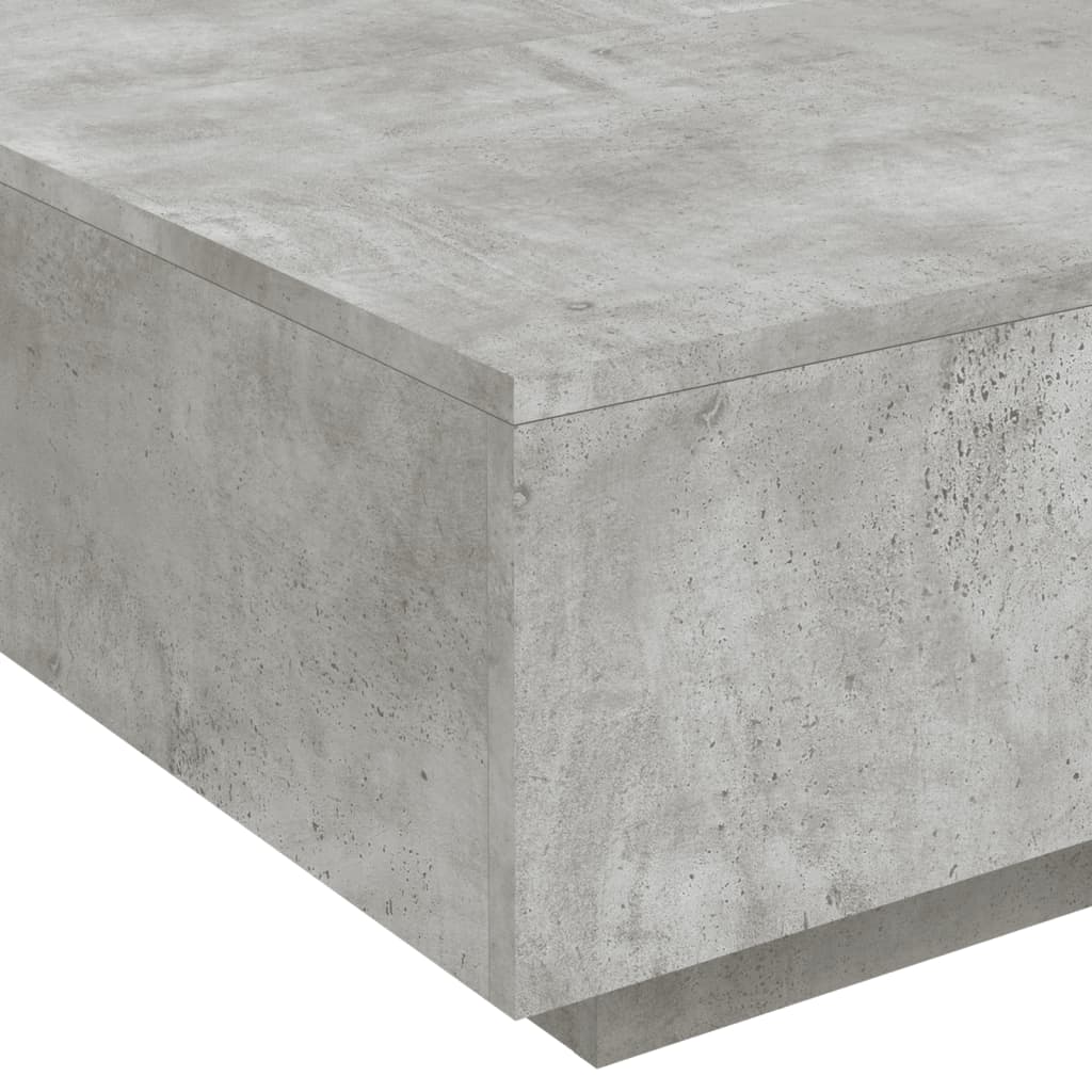 Coffee Table with LED Lights Concrete Grey 80x80x31 cm