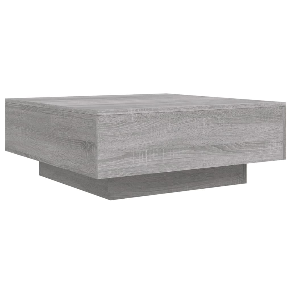 Coffee Table with LED Lights Grey Sonoma 80x80x31 cm
