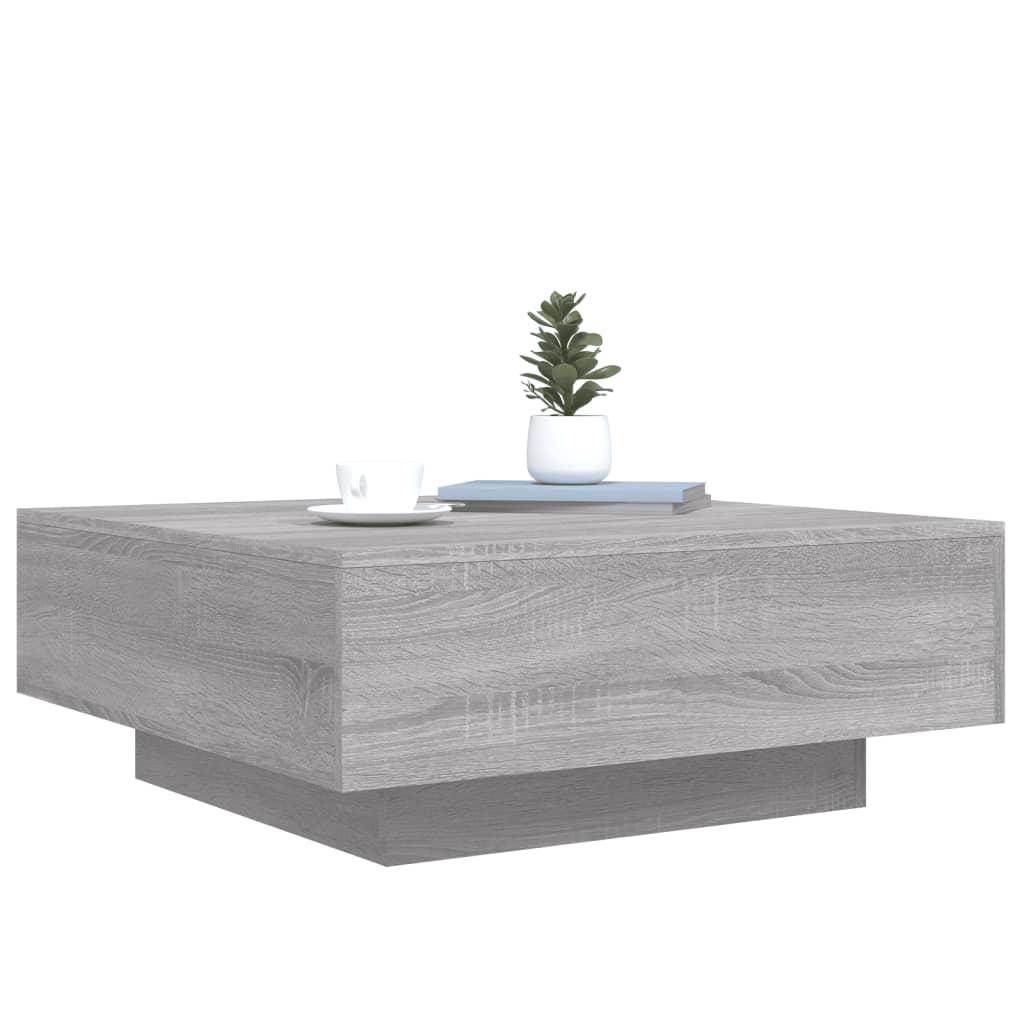 Coffee Table with LED Lights Grey Sonoma 80x80x31 cm