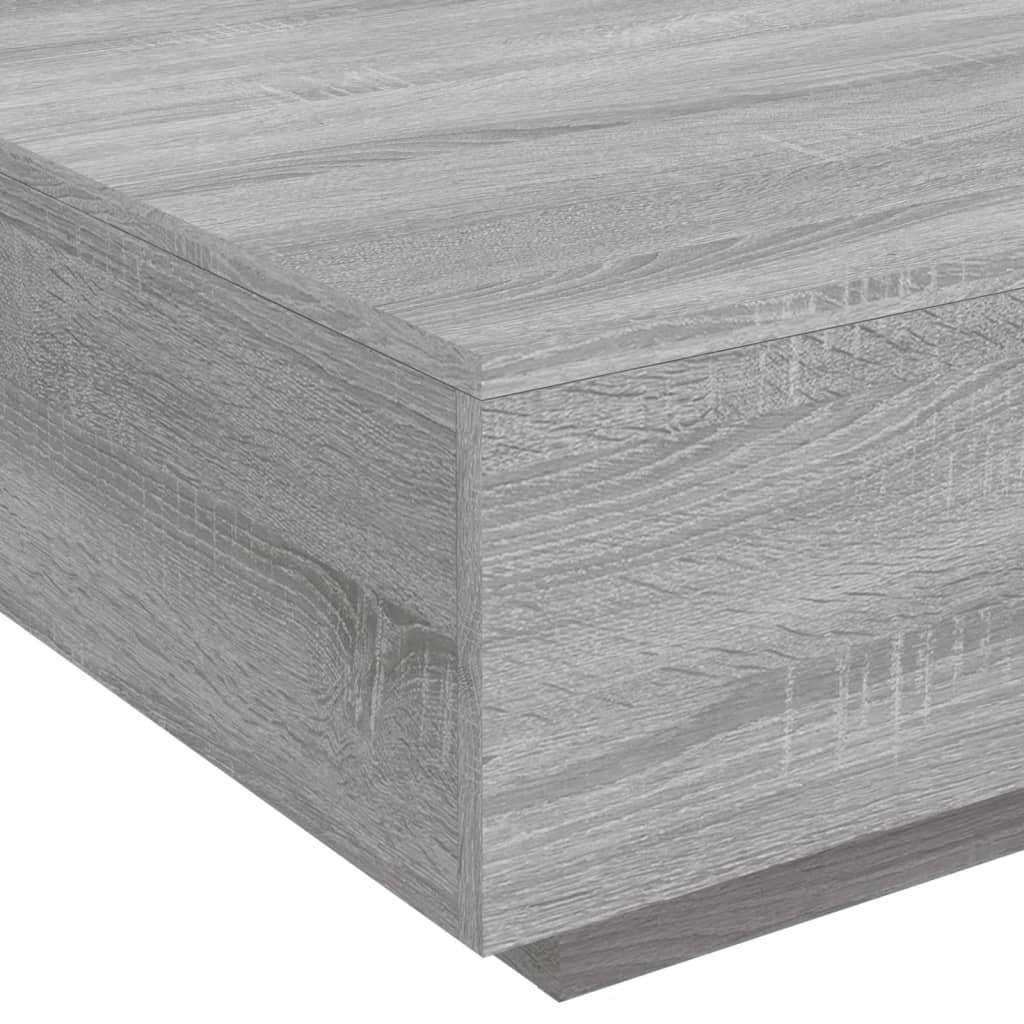Coffee Table with LED Lights Grey Sonoma 80x80x31 cm