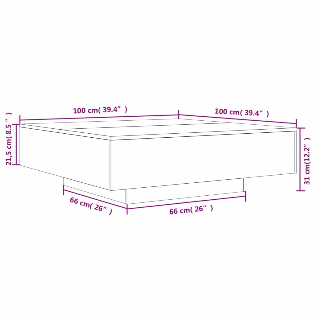 Coffee Table Concrete Grey 100x100x31 cm Engineered Wood