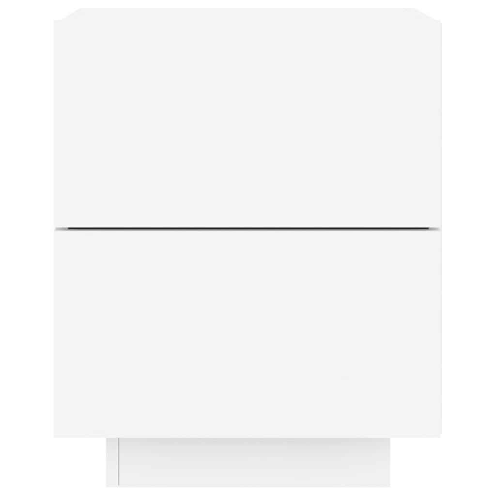 White Engineered Wood Bedside Cabinets with LED Lights - Set of 2