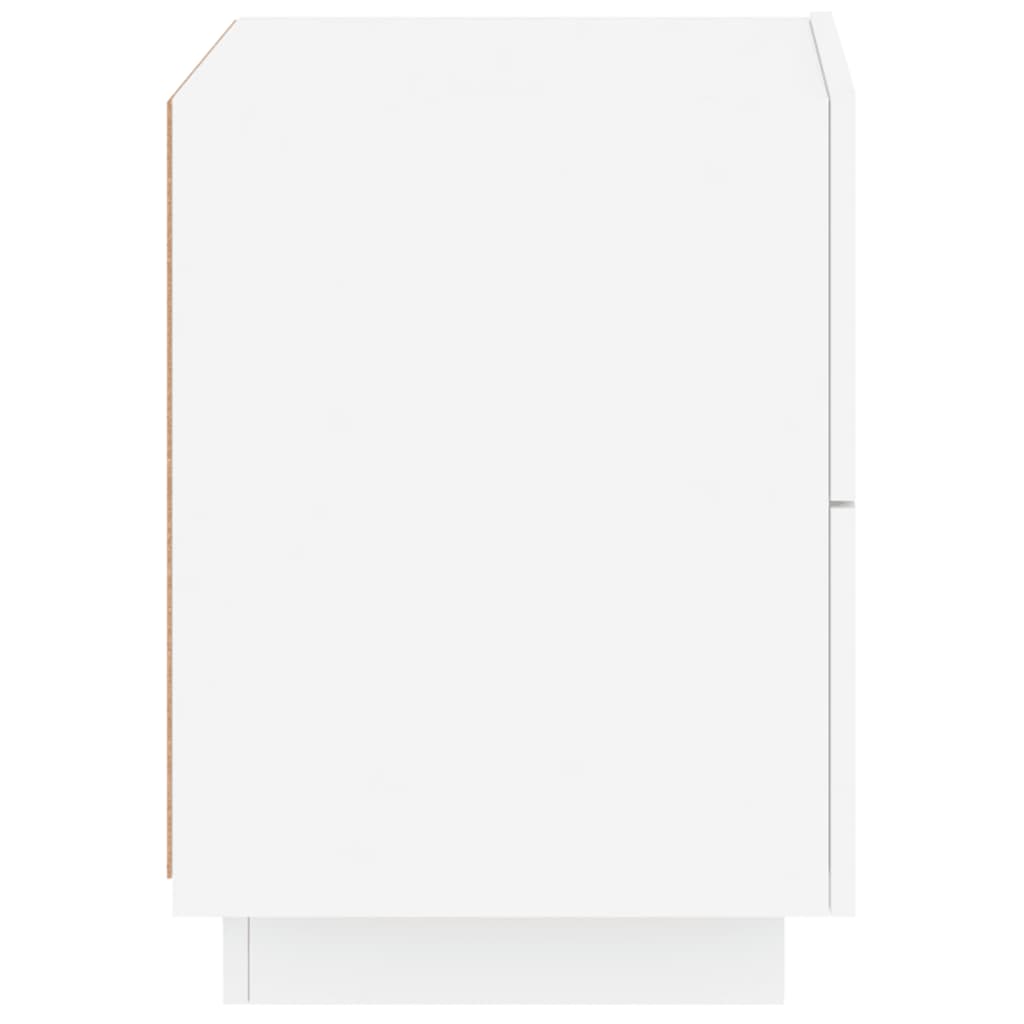 White Engineered Wood Bedside Cabinets with LED Lights - Set of 2