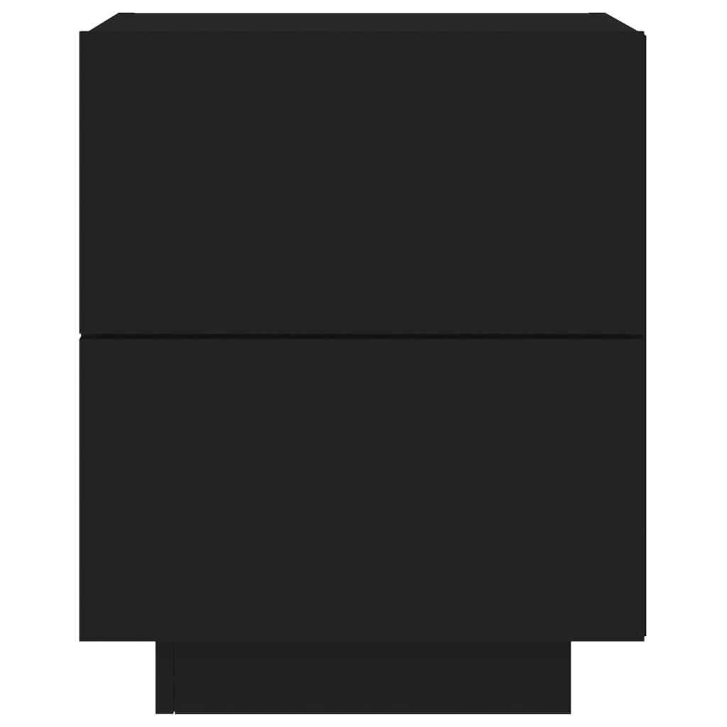 Black Bedside Cabinet with LED Lights in Engineered Wood