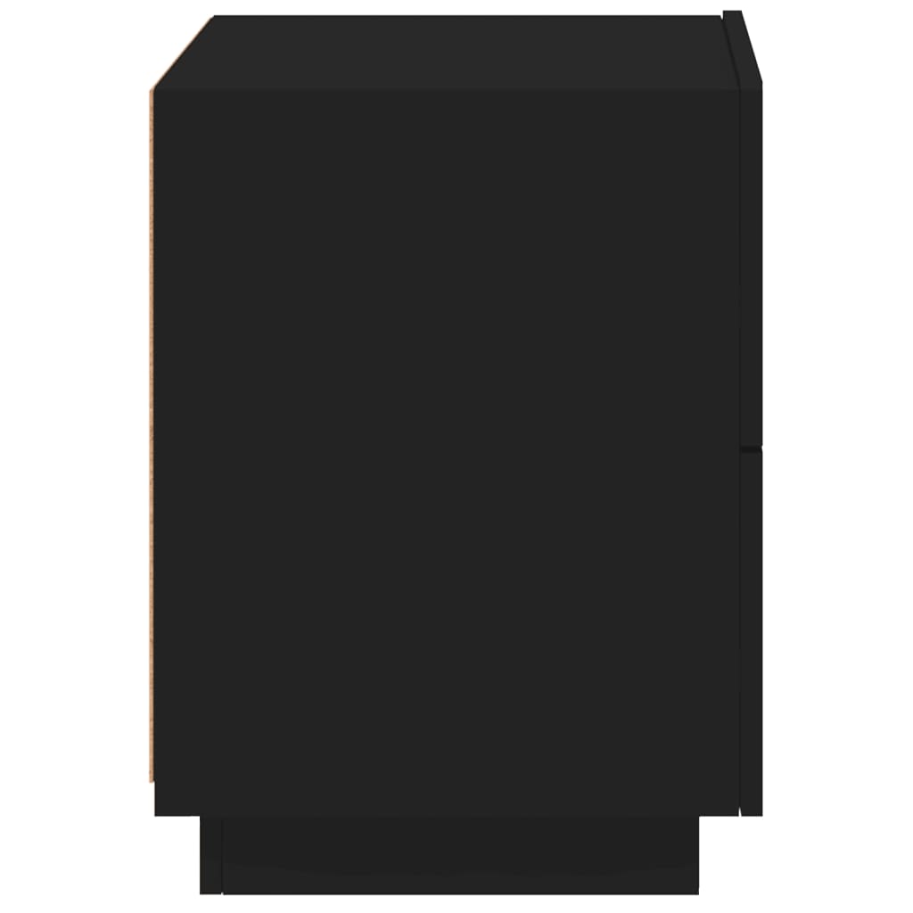 Black Bedside Cabinet with LED Lights in Engineered Wood