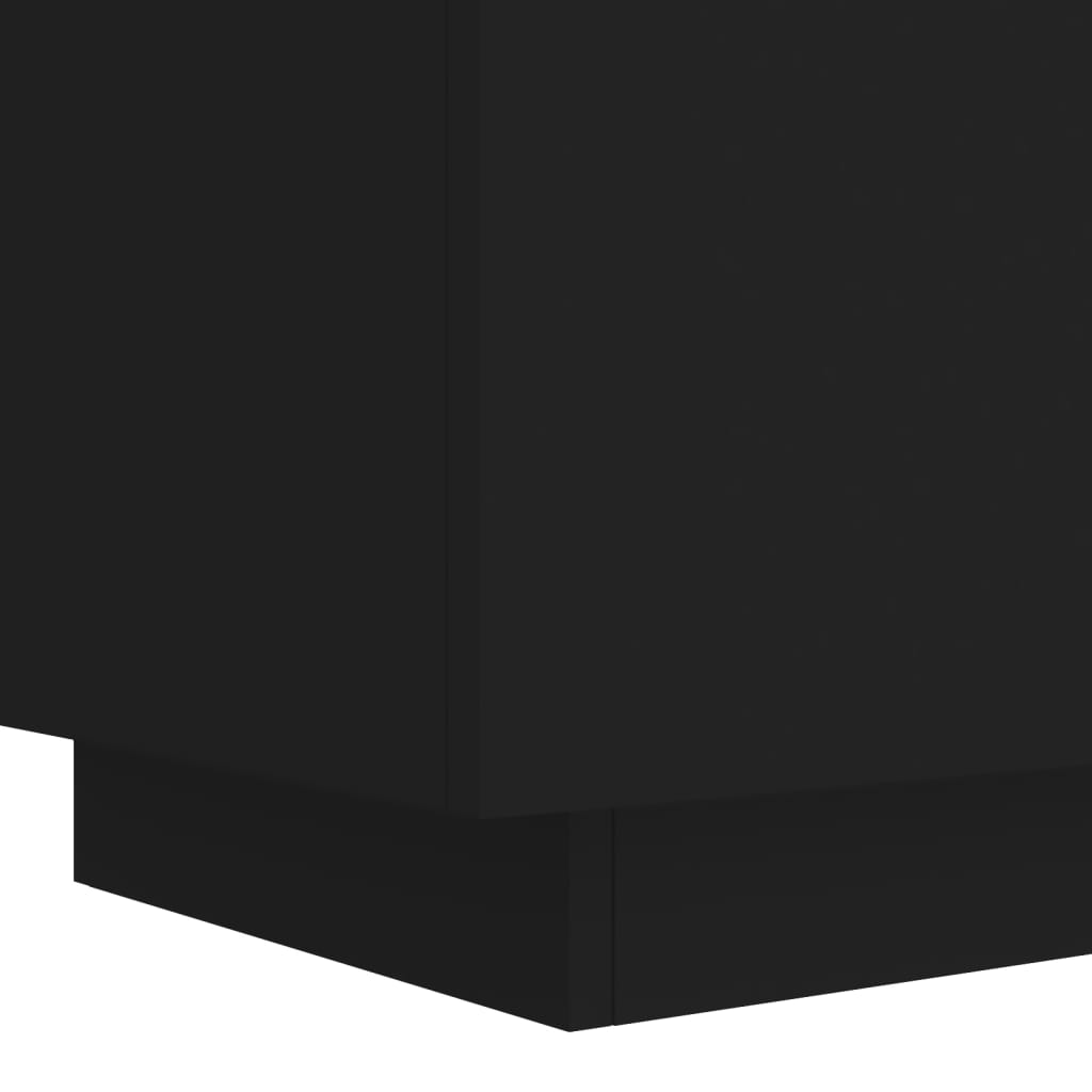 Black Bedside Cabinet with LED Lights in Engineered Wood