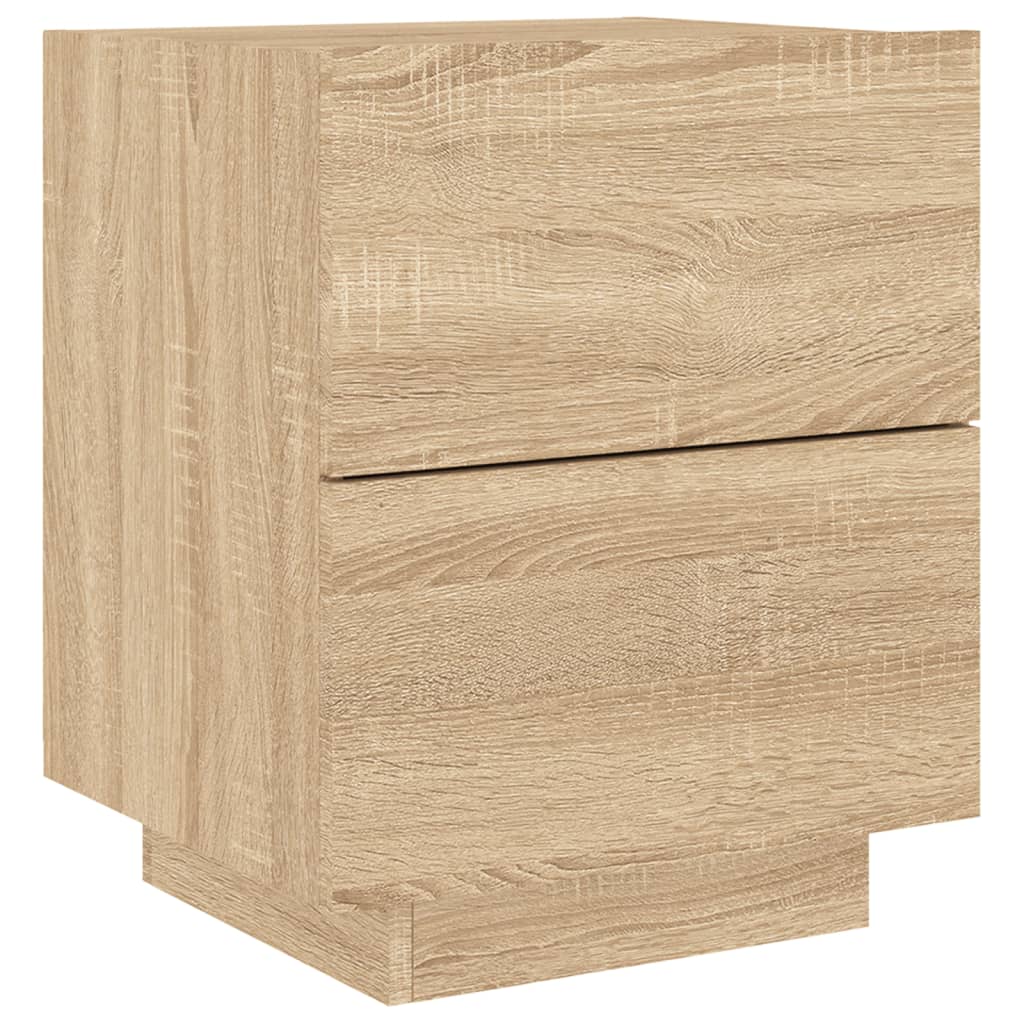 Sonoma Oak Bedside Cabinet with LED Lights - Engineered Wood