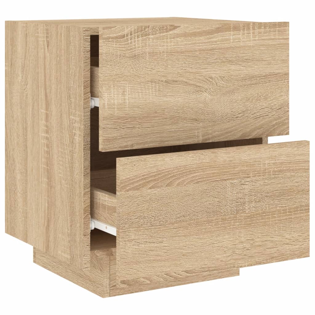 Sonoma Oak Bedside Cabinet with LED Lights - Engineered Wood