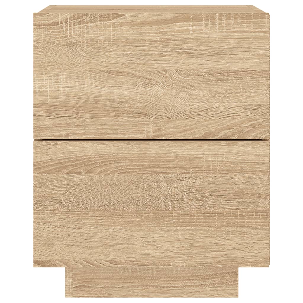 Sonoma Oak Bedside Cabinet with LED Lights - Engineered Wood
