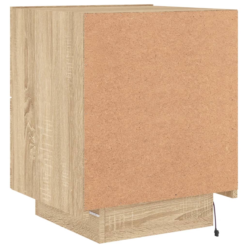 Sonoma Oak Bedside Cabinet with LED Lights - Engineered Wood