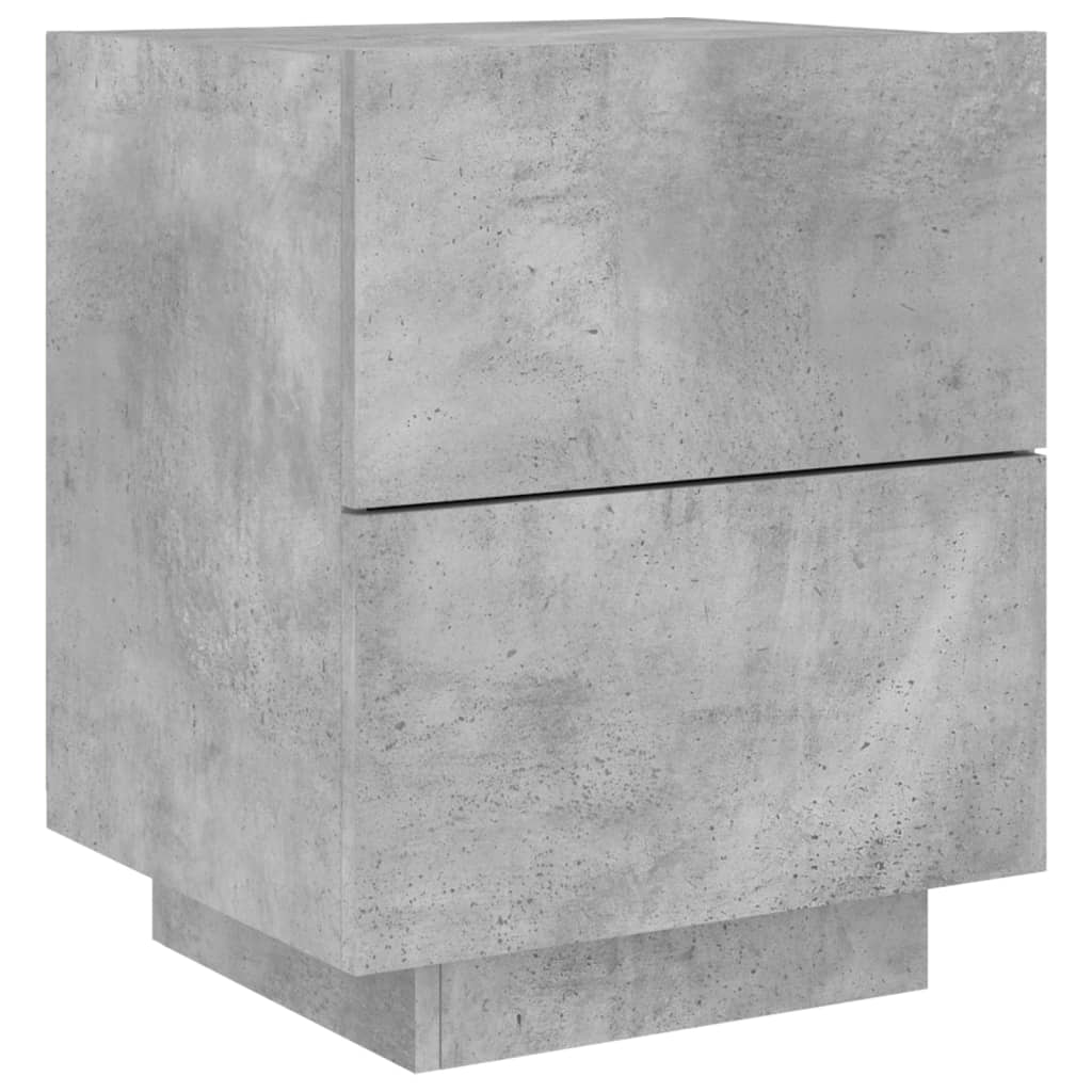 Concrete Grey Bedside Cabinets with LED Lights - Set of 2
