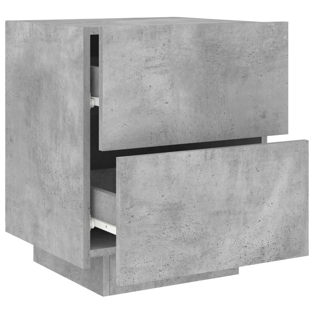 Concrete Grey Bedside Cabinets with LED Lights - Set of 2