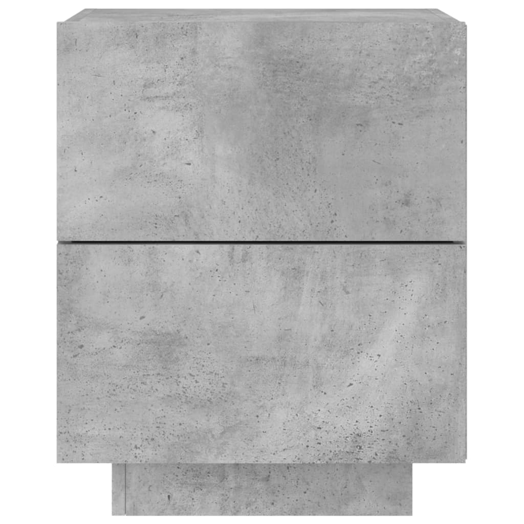 Concrete Grey Bedside Cabinets with LED Lights - Set of 2