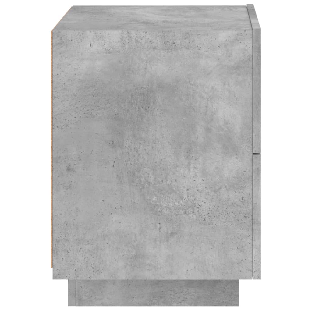 Concrete Grey Bedside Cabinets with LED Lights - Set of 2