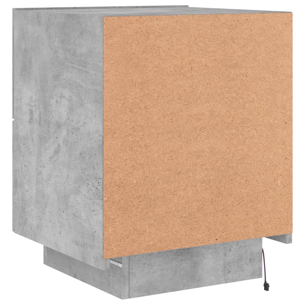 Concrete Grey Bedside Cabinets with LED Lights - Set of 2