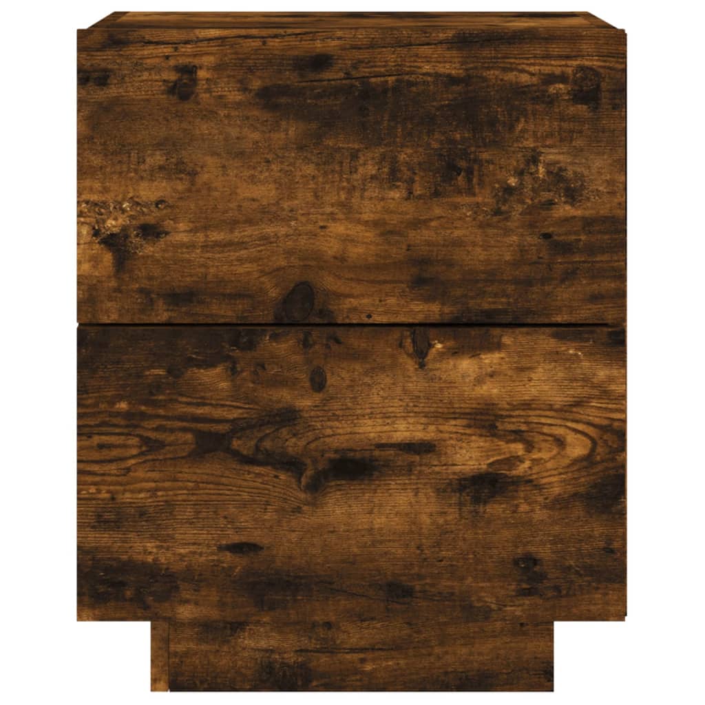 LED Bedside Cabinet - Smoked Oak Finish, Engineered Wood