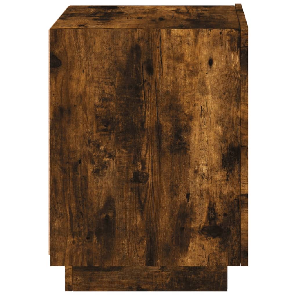 LED Bedside Cabinet - Smoked Oak Finish, Engineered Wood