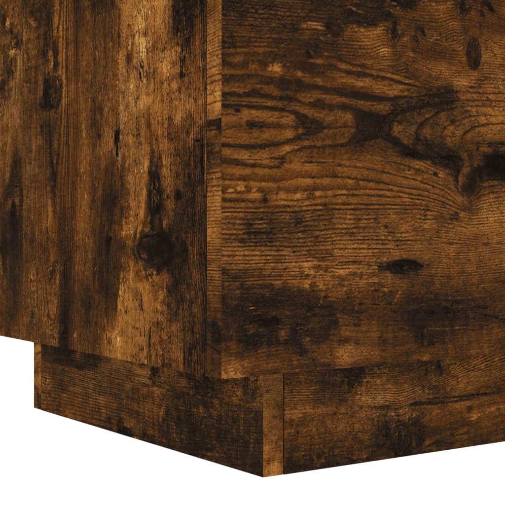 LED Bedside Cabinet - Smoked Oak Finish, Engineered Wood