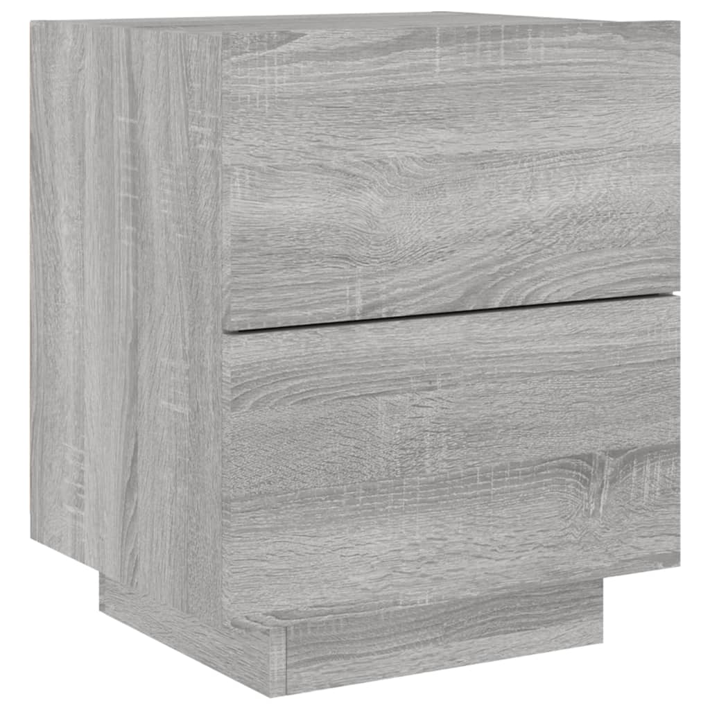 Grey Sonoma LED Bedside Cabinet - Engineered Wood Elegance