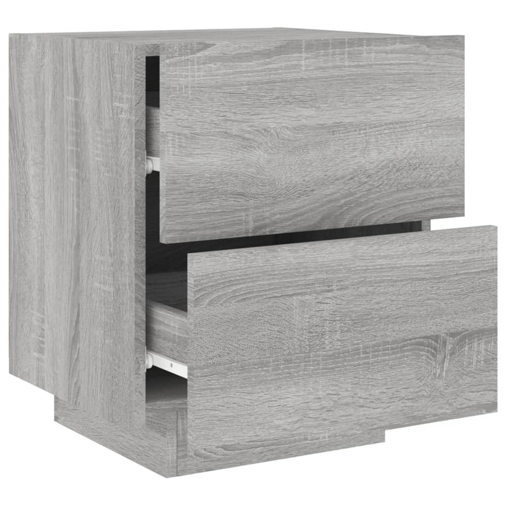 Grey Sonoma LED Bedside Cabinet - Engineered Wood Elegance