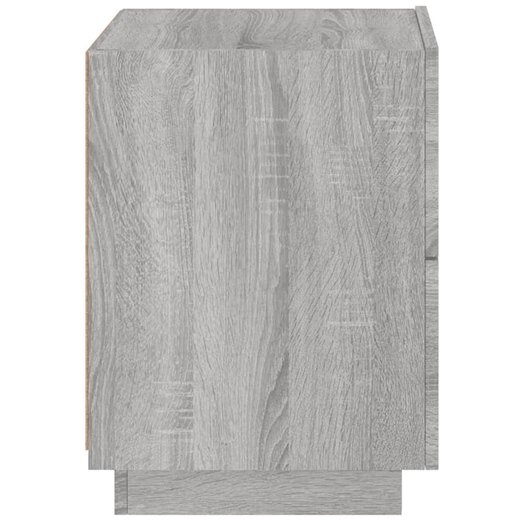 Grey Sonoma LED Bedside Cabinet - Engineered Wood Elegance