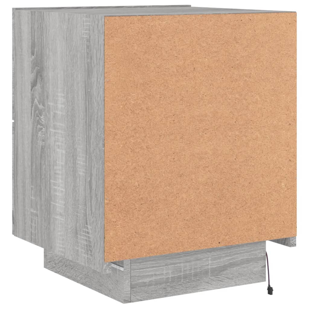 Grey Sonoma LED Bedside Cabinet - Engineered Wood Elegance