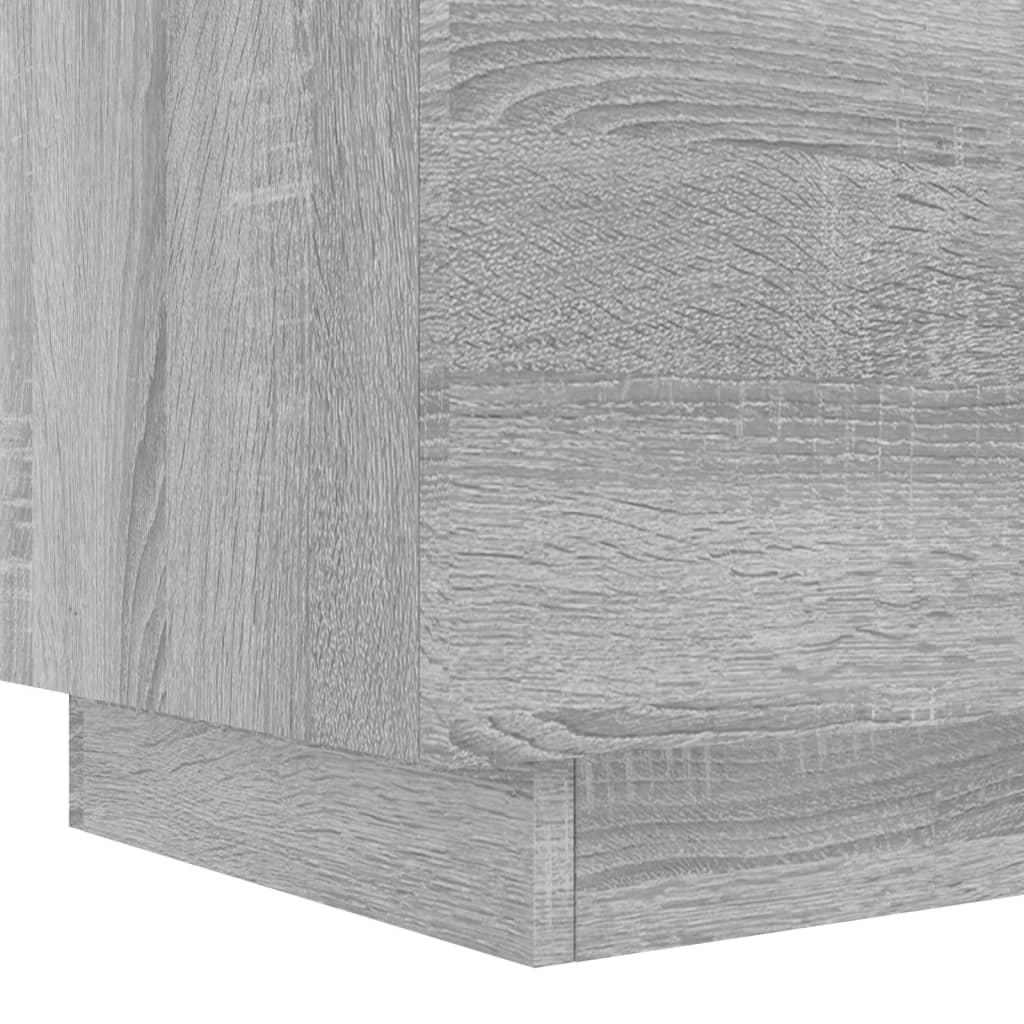 Grey Sonoma LED Bedside Cabinet - Engineered Wood Elegance