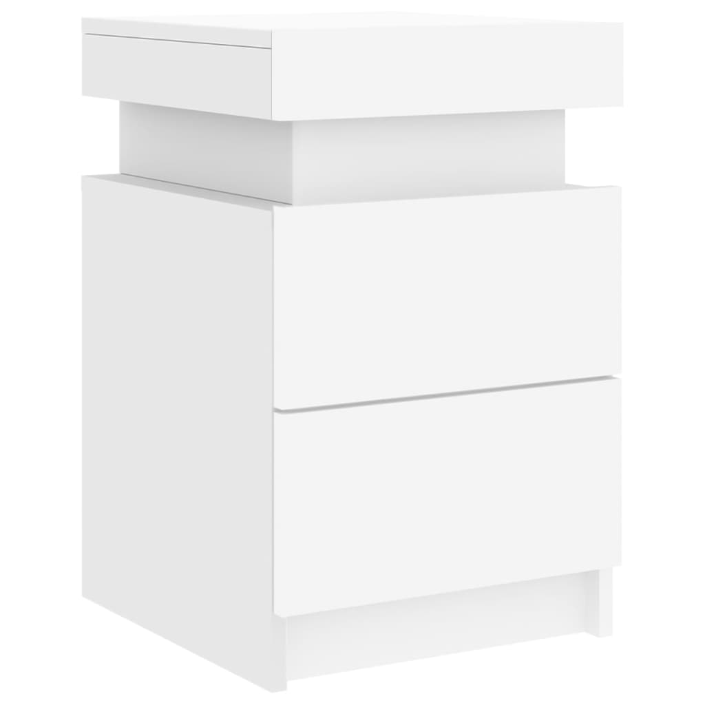 White Bedside Cabinet with LED Lights - 35x39x55 cm