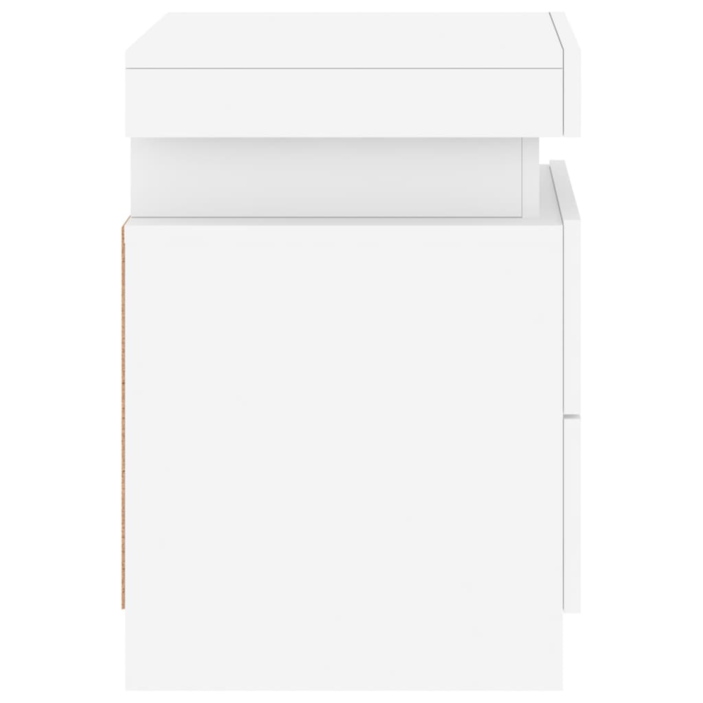 White Bedside Cabinet with LED Lights - 35x39x55 cm