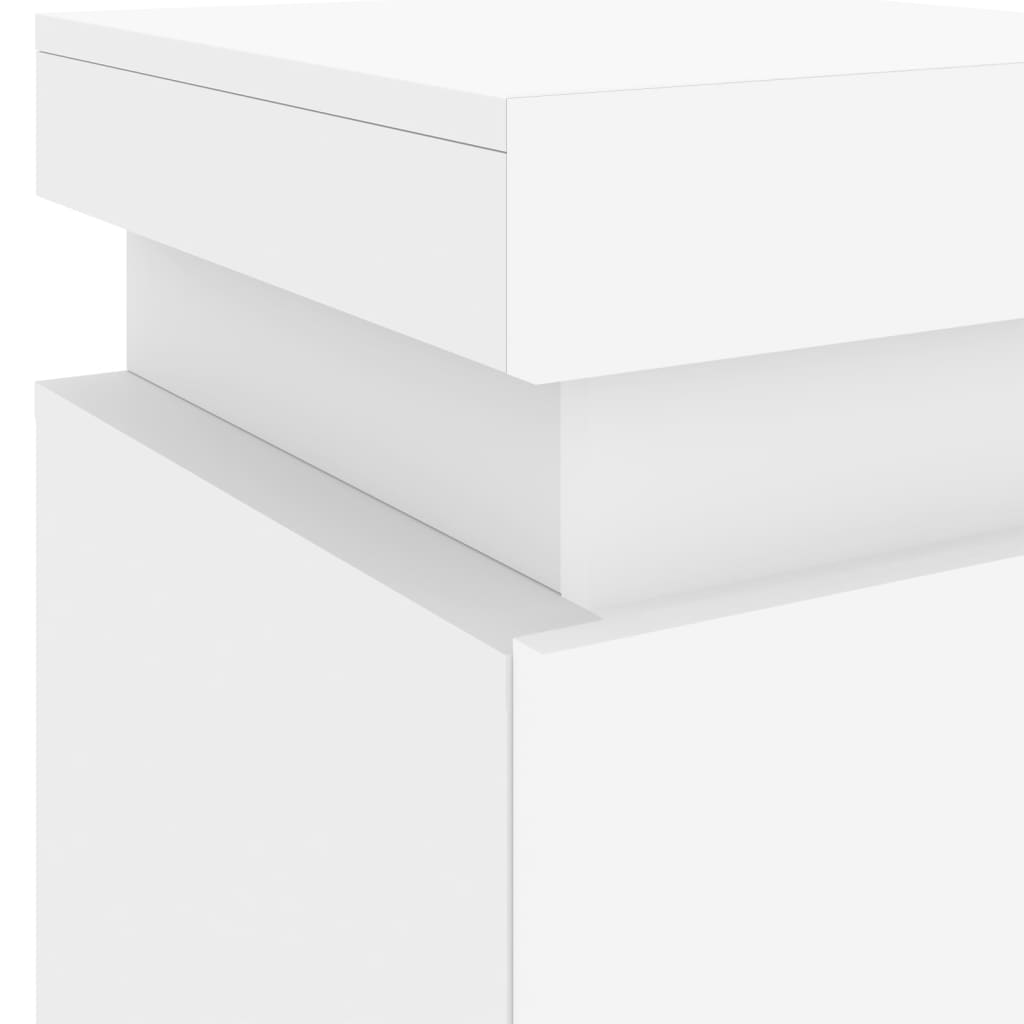 White Bedside Cabinet with LED Lights - 35x39x55 cm