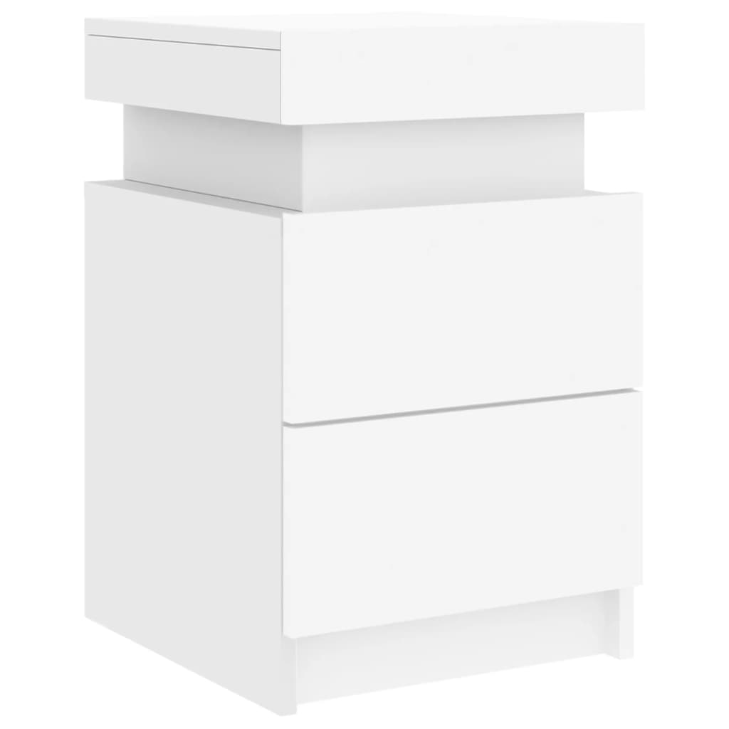 White Bedside Cabinets 2 pcs with LED Lights - 35x39x55 cm