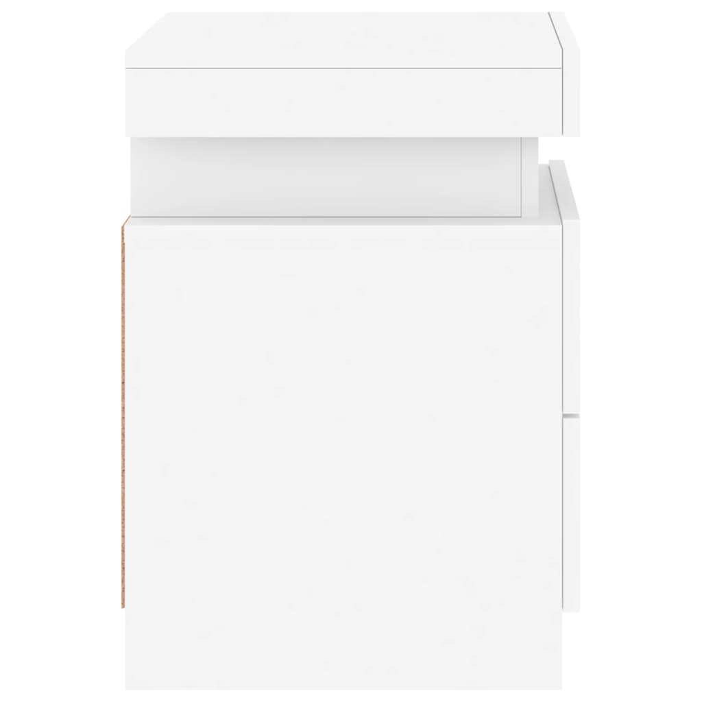 White Bedside Cabinets 2 pcs with LED Lights - 35x39x55 cm
